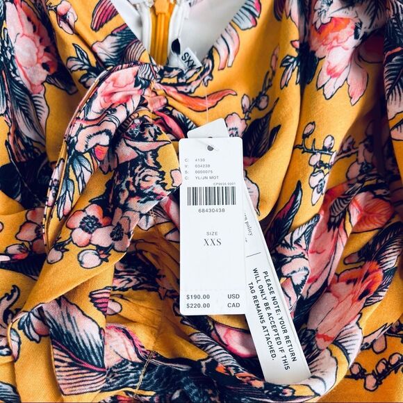 Anthropologie Ranna Gill Ruched Floral Long Sleeve Mini Dress Size XXS NWT - Picture 12 of 13